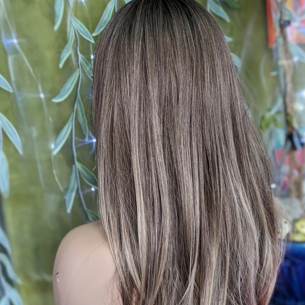 Mixed brunette highlights wig